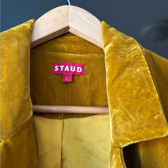 STAUD Madden Velvet Blazer In Ocher Size L - Picture 11 of 13